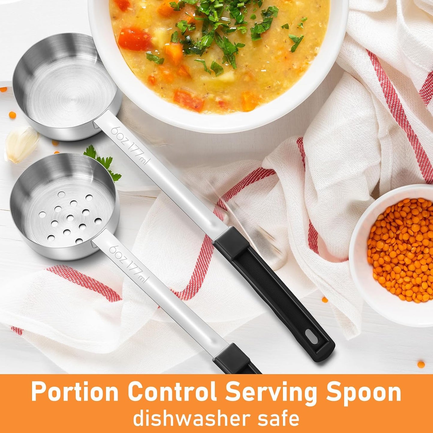 Teenyyou 4 Pcs Portion Control Serving Spoons Portion Control Spoons Ladle Scoops Food Measuring Utensils Proportion Manage Slotted and Unslotted Scoops for Weight Loss(Green,4oz)