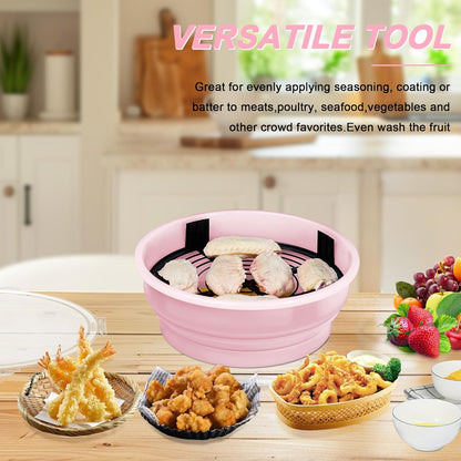 FJNATINH Collapsible Batter Bowl - Mess Free Better Breader Shaker Bowl with Lid Breading Shaker Container - Great for Fried Fish, Fried Chicken, Onion Rings, Wings & More,No Leak,Easy to Store