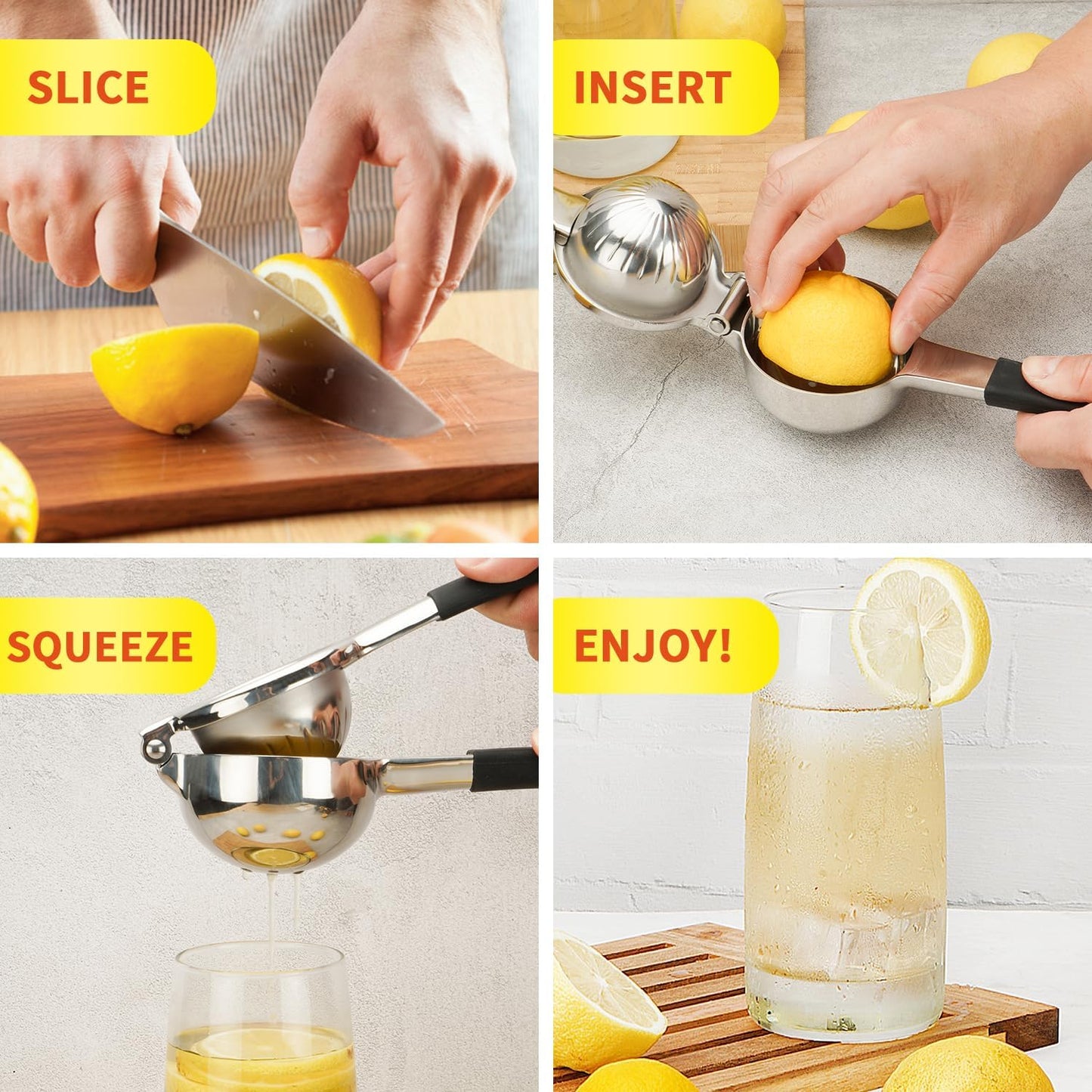 SHIKORI Lemon Squeezer, Large Heavy Duty Handhelp Juicer for Lemon, Stainless Steel Hand Press Citrus Juicer, Lime Squeezer Bar Tool, Manual Citrus Press (Rose Gold)