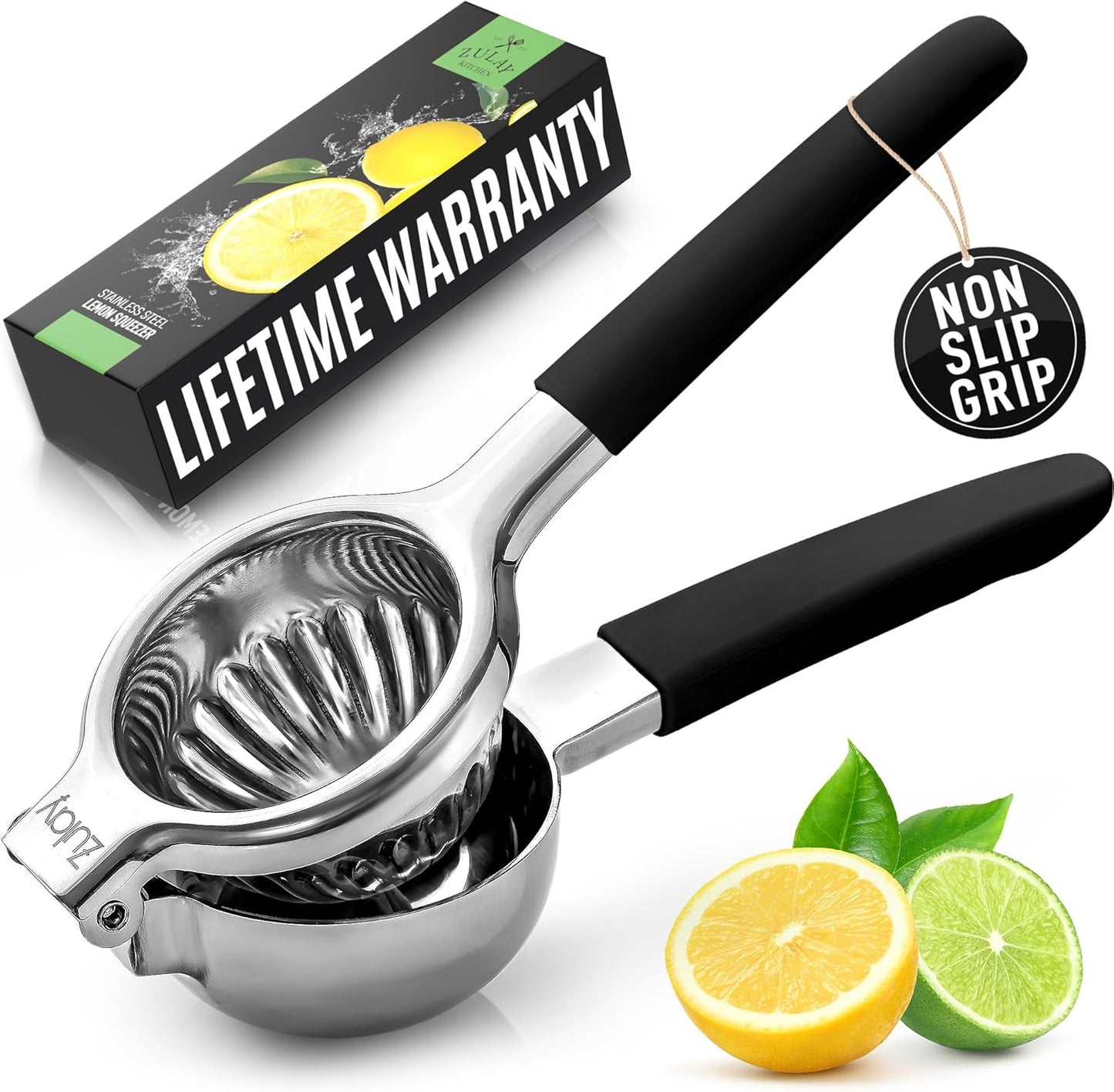 Lemon Squeezer Stainless Steel with Premium Quality Heavy Duty Solid Metal Squeezer Bowl - Large Manual Citrus Press Juicer and Lime Squeezer Stainless Steel - by Zulay Kitchen