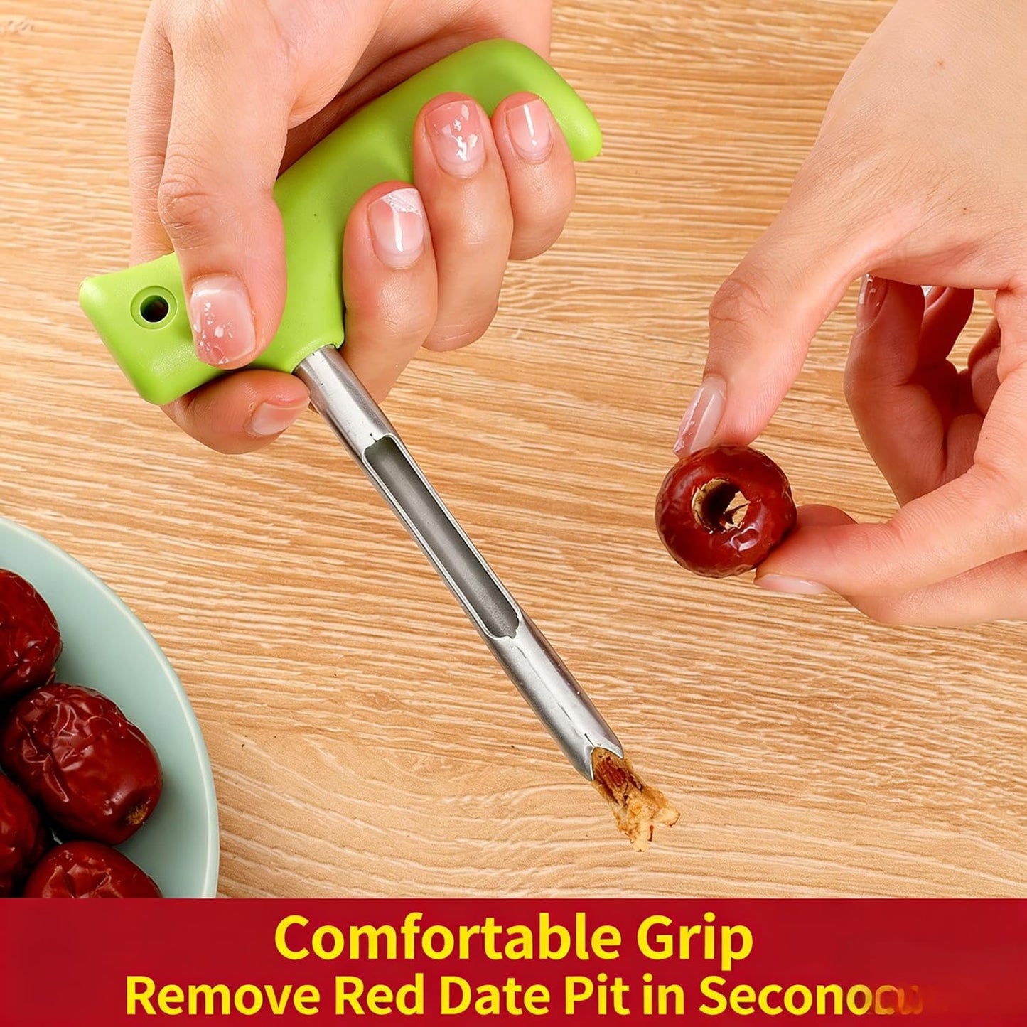 Multifunctional Pitter with Comfortable Rubber Handle, 5-Piece Set, for Fruits, Vegetables, and Red Dates