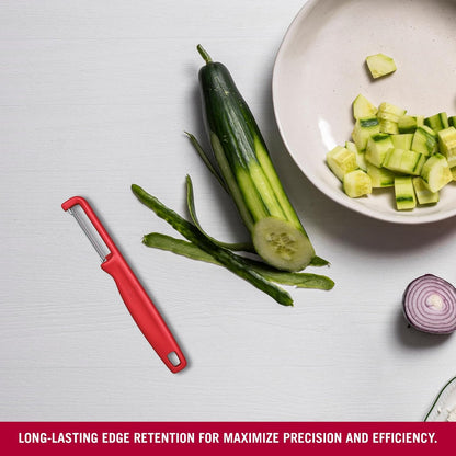 Victorinox Iota Peeler for Vegetables, Fruits, Serrated Edge, Extra Sharp, Swiss Made, Green