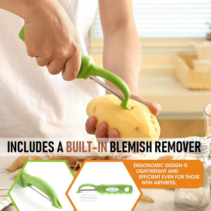 Spring Chef Premium Swivel Vegetable Peeler, Soft Grip Handle and Ultra Sharp Stainless Steel Blades - Perfect Kitchen Peeler For Veggie, Fruit, Potato, Carrot, Apple - Pink Lemonade