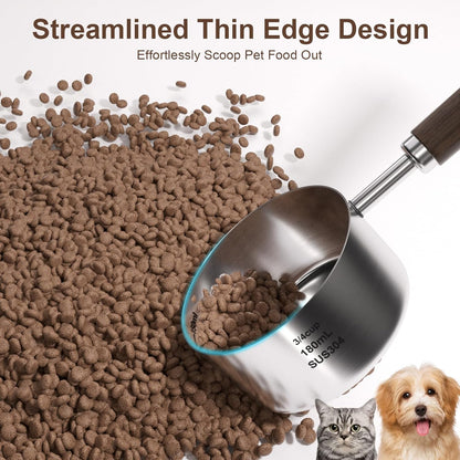 Food Scoop Measuring Cup - 1/4 Cup (4 Tablespoon | 2 Oz. | 60 mL),304 stainless steels,Black walnut long handle