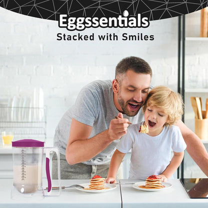 Eggssentials - Pancake Batter Dispenser with 5-Cup Capacity - Waffle Batter Dispenser for Pancakes, Cupcakes & Crepes, Easy-Squeeze Handle, Dishwasher Safe - Black Pancake Dispenser