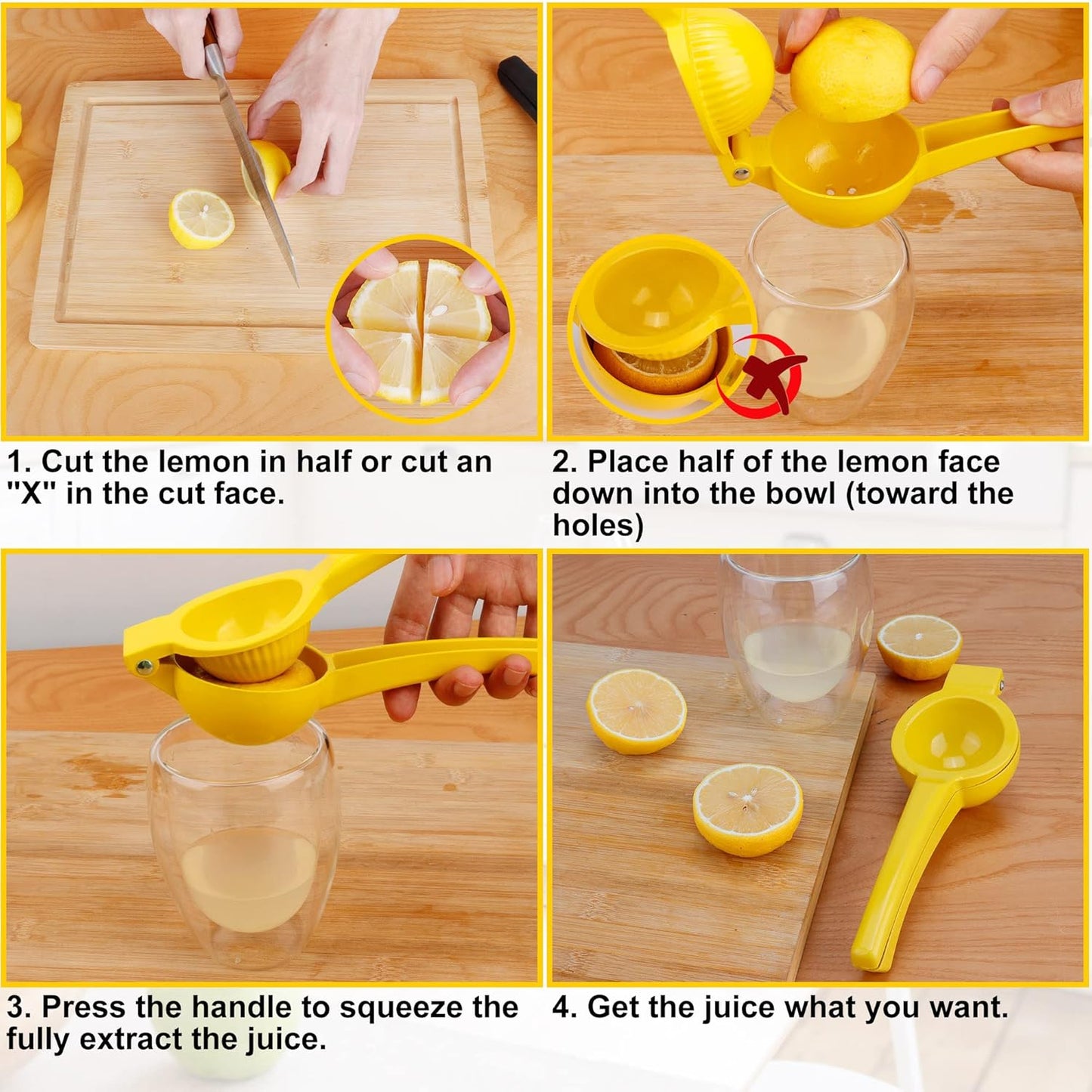 JIEJIE Lemon Squeezer - Lemon Juicer - Metal Manual Hand Juicer Tool, Lemon & Lime Squeezer,Kitchen Tools for citrus juicer & Dishwasher Safe