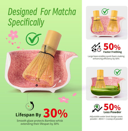 TEANAGOO Matcha Whisk Set, 7 Pcs Matcha Set Blue, Matcha Kit for Ceremony, Matcha Tea Set for Making Breakfast/Latte, Ceramic Matcha Bowl(chawan) whith Spout and Whisk, Gift for Friend/Family