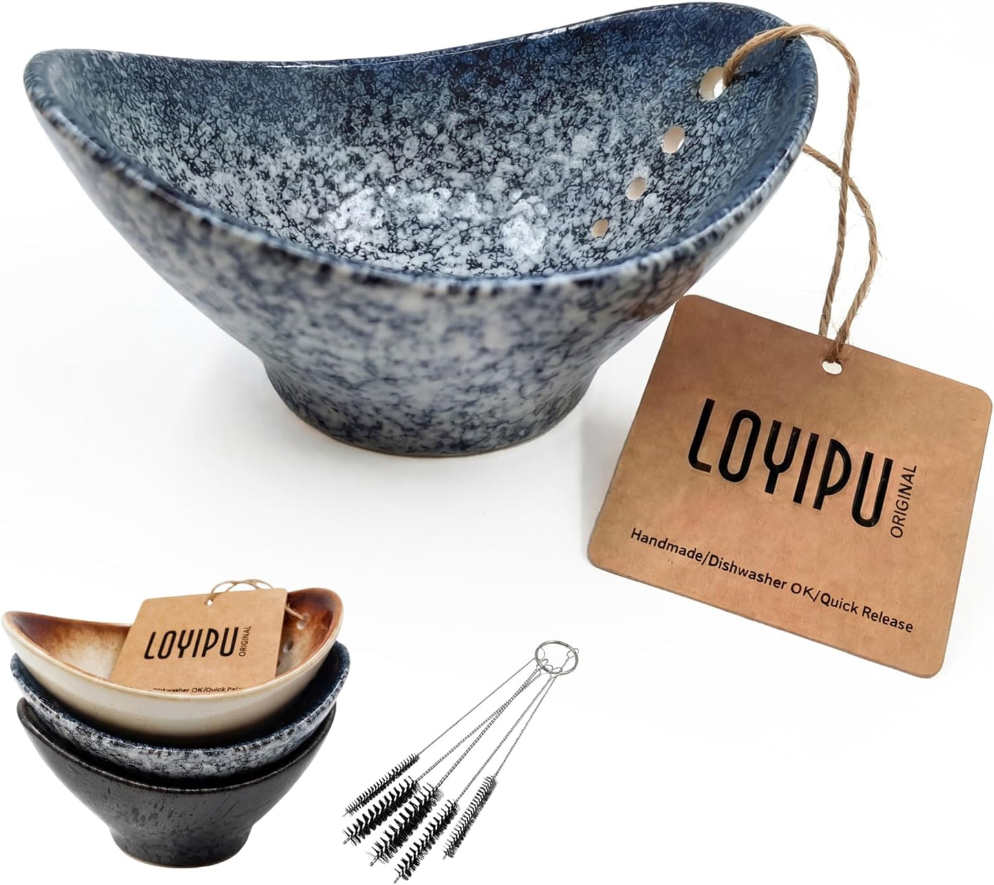 Herb Stripper Bowl, Handmade Ceramic Leaf Remover Tool for Basil, Parsley & Cilantro, Multi-Sized Holes Stem Separator, Textured Glaze Kitchen Gadget