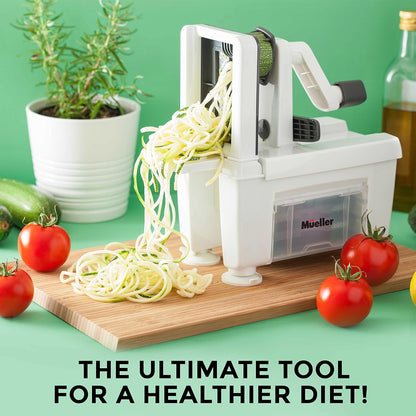 Mueller Pro Multi-Blade Spiralizer, Zucchini Noodle Maker, Vegetable Slicer Zester Chopper Dicer, ProQuality, Only Model to Make Round Veggie Pasta, Not Flat Julienne Noodles