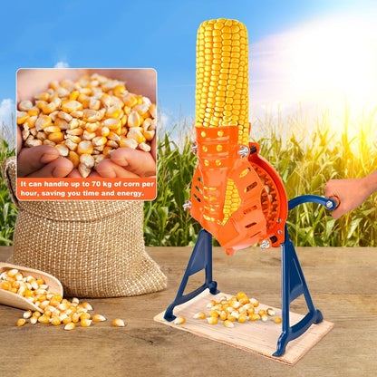 Steel Corn Sheller Hand Crank - Corn on The Cob Remover with Stand, Heavy Duty Corn Cob Stripper, Manual Corn Thresher with a Set of Installation Tool