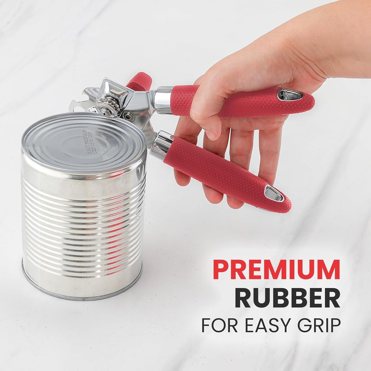 Zulay Kitchen Can Opener with Large Bottle Opener - Heavy Duty Stainless Steel Manual Can Opener with Turn Knob and Soft Grip Handles - Black