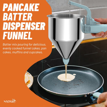 40oz Pancake Batter Dispenser, Stainless Steel Cake Dispenser with Stand, Great for Pancakes, Cupcake, Waffle or Any Baked Goods, Durable, Leak-Free, Space Gray