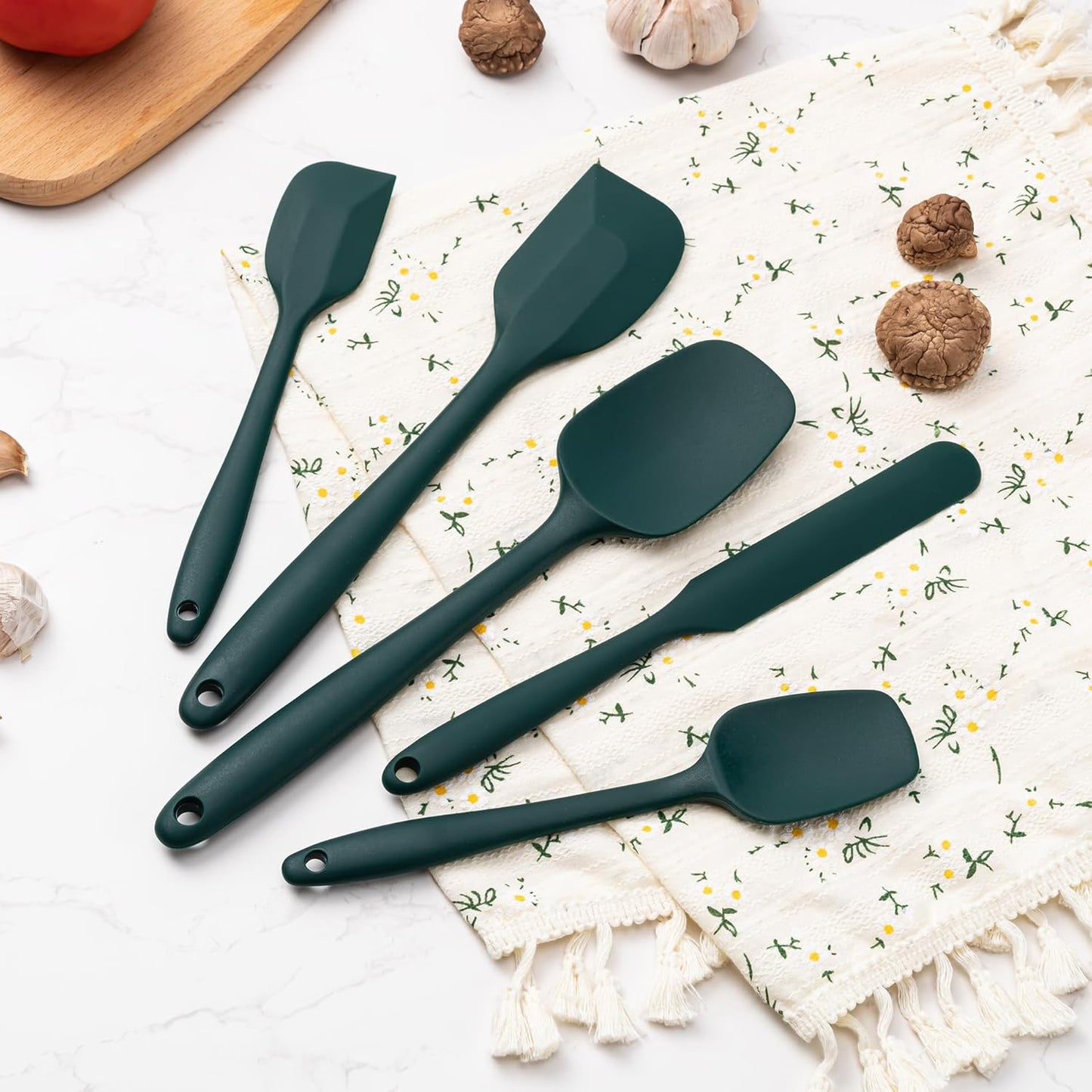 Silicone Spatula Set, 5 Piece Food Grade Rubber Spatulas for Baking, Cooking, and Mixing High Heat Resistant Non Stick Dishwasher Safe BPA-Free (Multicolor)