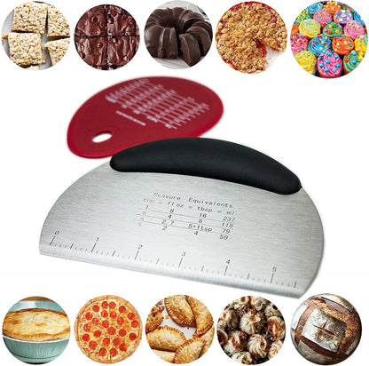 HUJI Stainless Steel Pastry Cutter Chopper Bench Scrapper And Silicone Bowl Scraper With Measurements