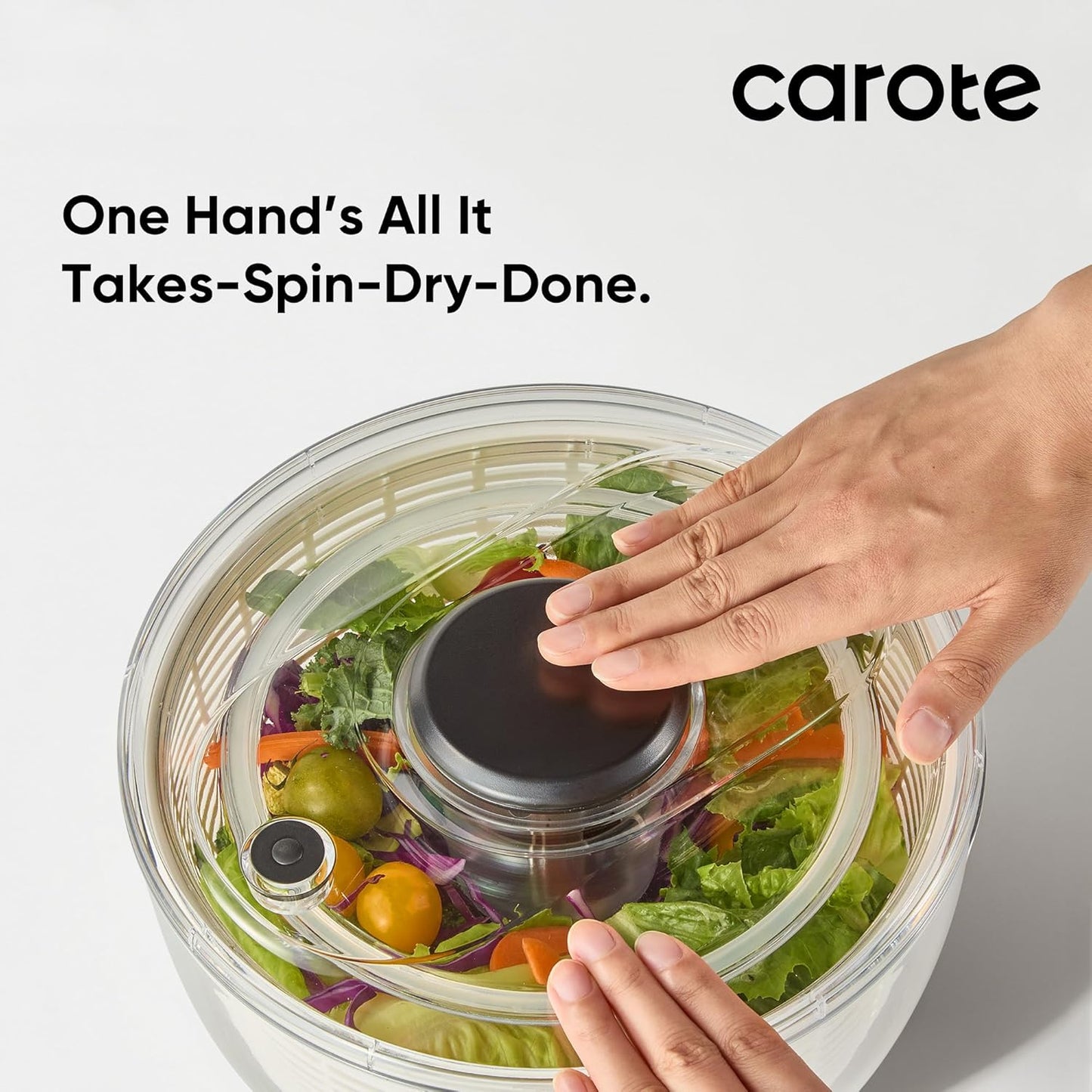 CAROTE 6.4 Qt Salad Spinner Large Lettuce Spinner Plastic Vegetable Fruit Washer, Vegetable Cleaner Salad Cleaner Lettuce Washer, Non-Slip Base, BPA-Free