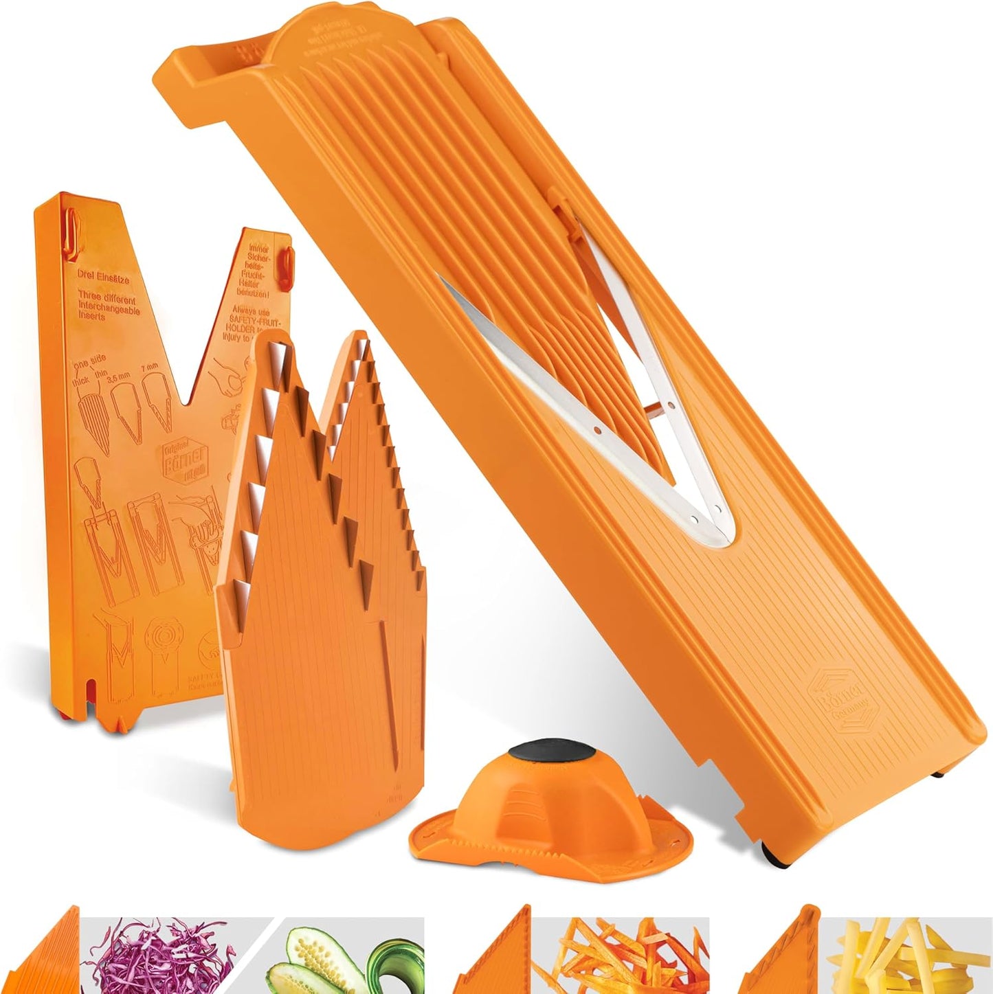 Mandoline Food Slicer Börner V3 (Starter Set) by Reston Lloyd • V-Slicer with Blade Storage & Safety Food Holder • Made in Germany • Fruit & Vegetable Chopper • Multiple Settings: White