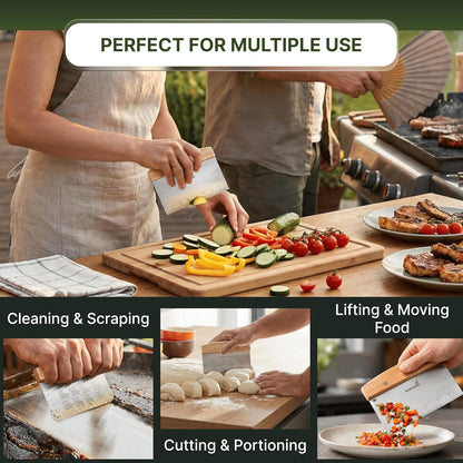 Stainless Steel Metal Spatula Set - Teppaniyaki Spatulas - Griddle Scraper Flat Spatula Pancake Flipper Hamburger Turner - Metal Utensil great for BBQ Grill Flat Top Cast Iron Griddle Accessories