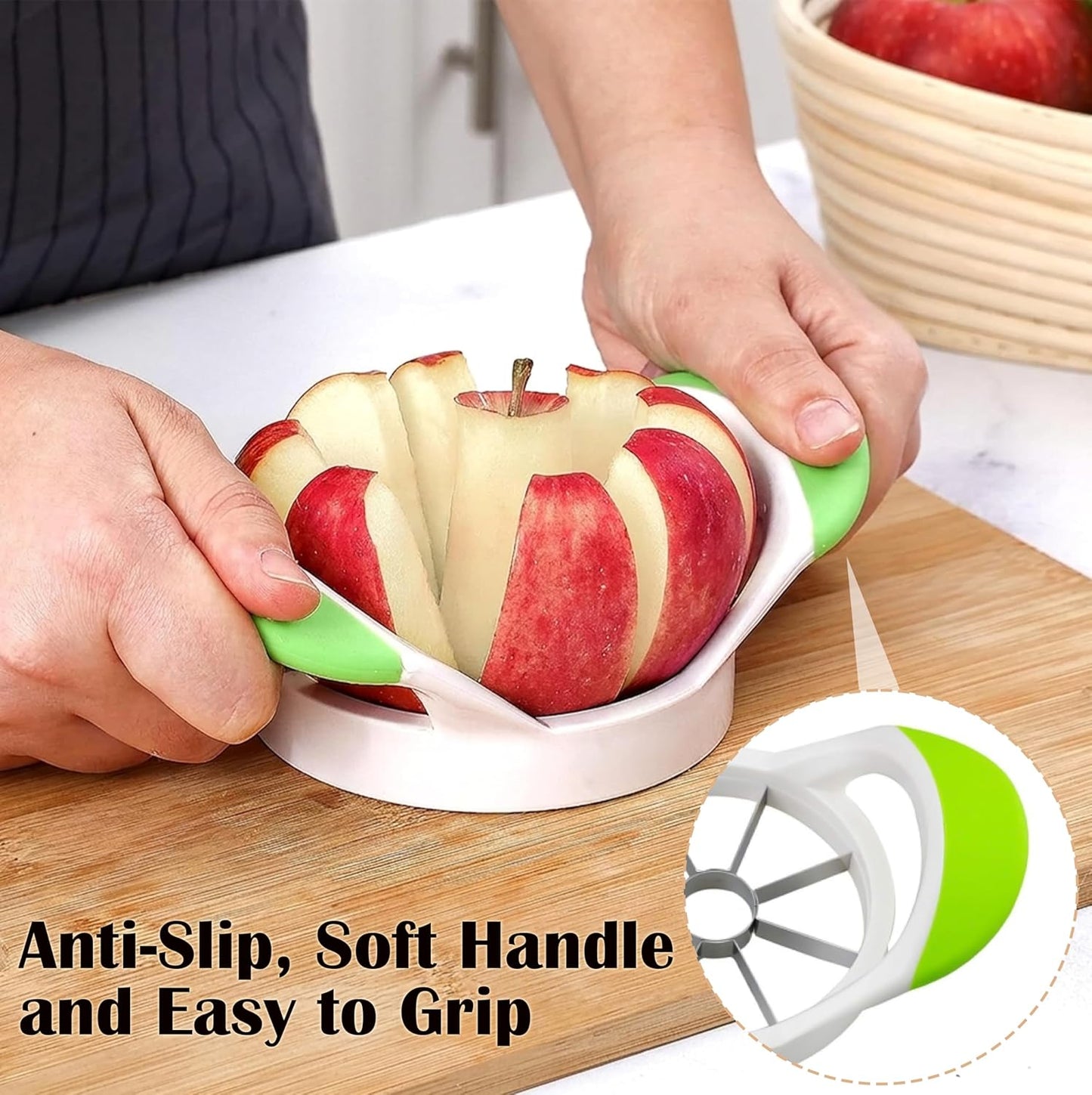 ARSUK Apple Cutter Slicer and Corer (8 Blades) - Thin Slice apple wedger, 2 in 1 Apple Core Remover and Cutter Tools, Non-Slip Soft Grip Handles