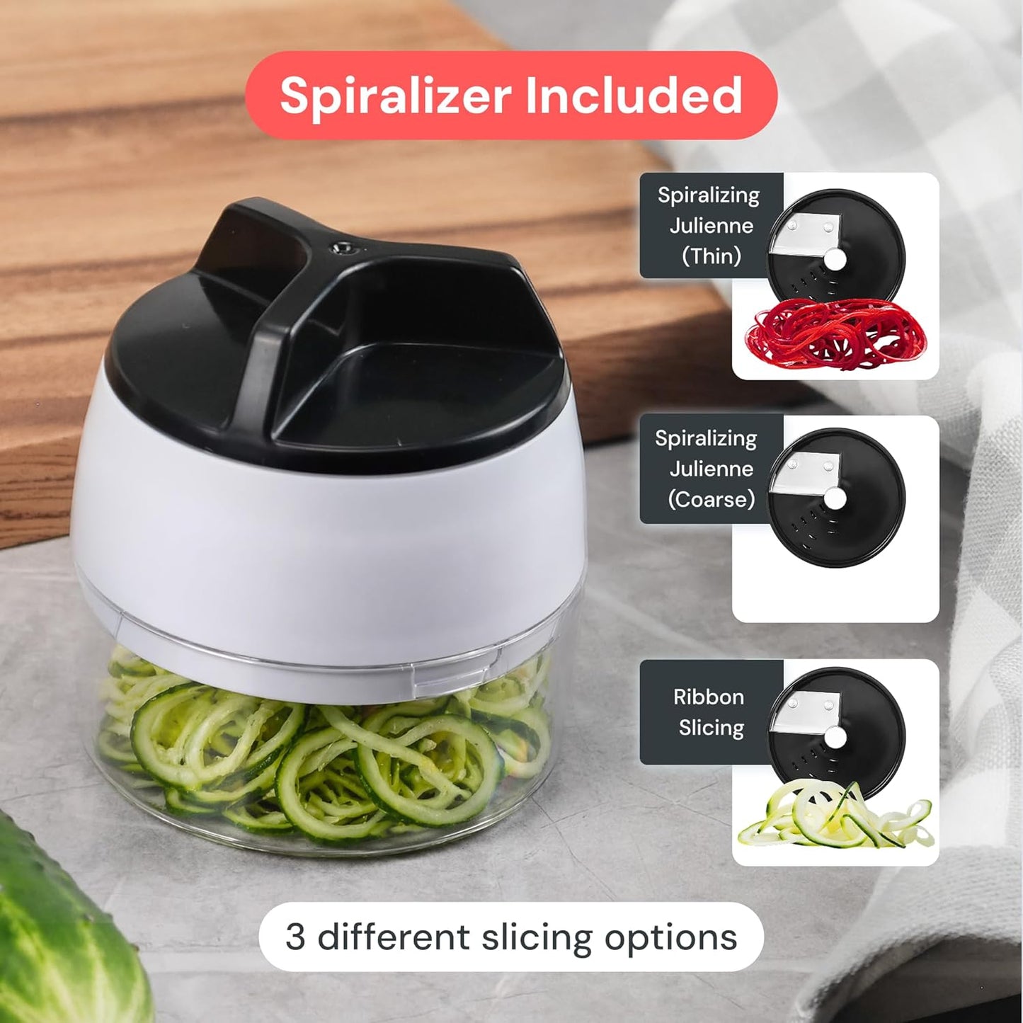 Fullstar XL Vegetable Chopper & Mandoline Slicer – Vegetable, Onion, Potato, Food, Veggie & Fruit Slicer, Dicer & Spiralizer with Pull-Out Catch Tray, Kitchen Gadgets & Gifts (6 in 1, Black/White)
