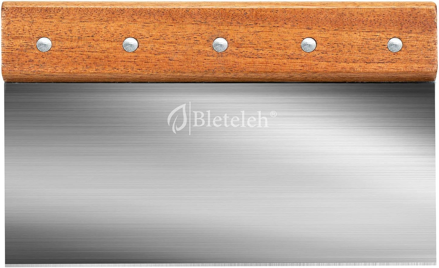 8-inch Long Bench/Dough Scraper, Stainless Steel Blade, Commercial Kitchen Tool with Wooden Handle (8-inch Long)