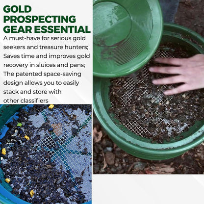 SE 13.25 Inch Wide Stackable Classifier Gold Prospecting Pan - 1/8 Inch Stainless Steel Mesh Sifting Pan, Green