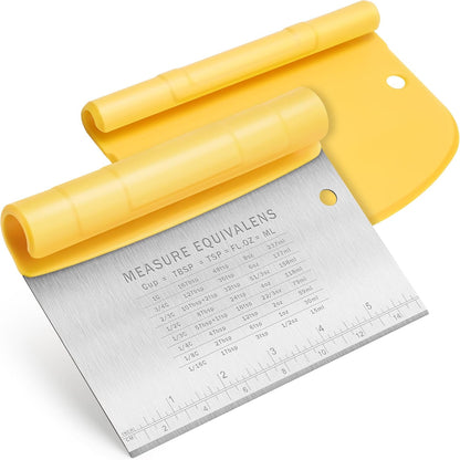 Urbanstrive Bench Scraper for Baking, Stainless Steel Dough Cutter and Scraper Tool Kitchen, Kitchen Scraper Food Scraper Tool Pizza Cutter Food Chopper, Multi-Purpose Kitchen Gadgets, Black