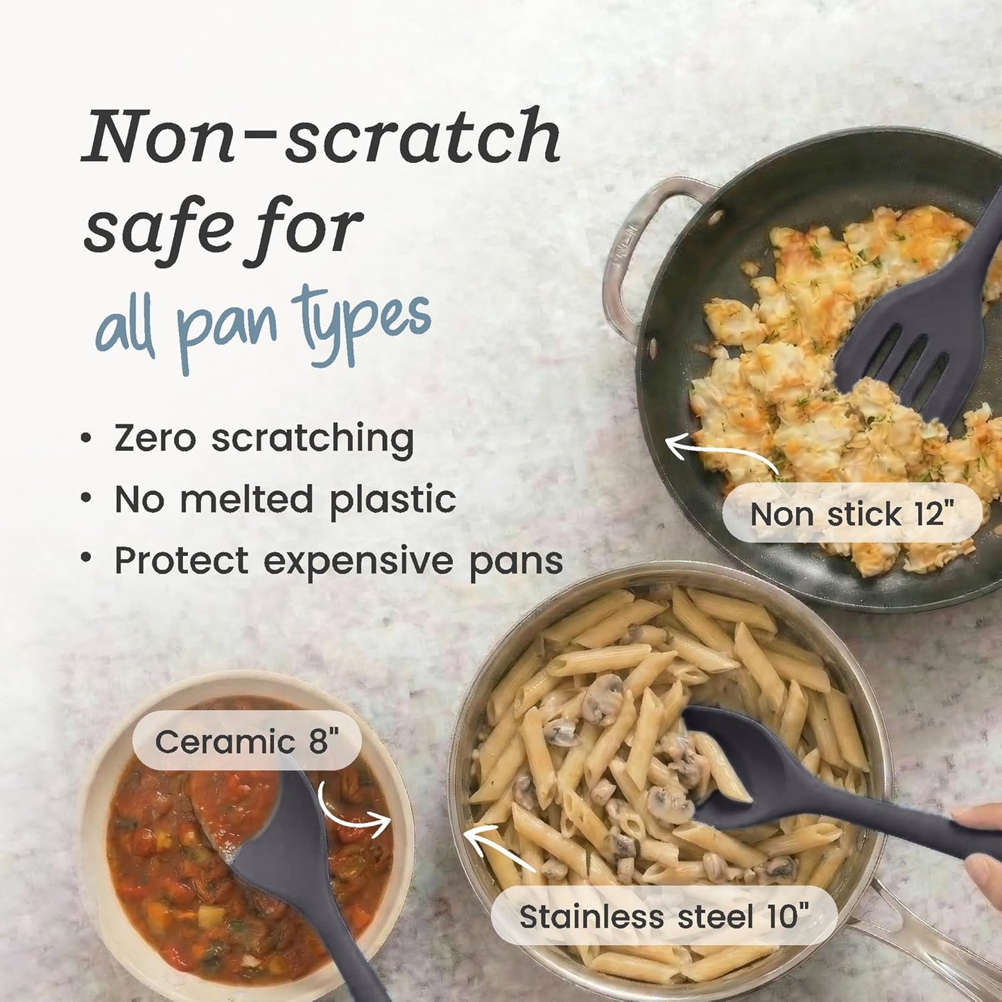 Starpack Stir and Serve Silicone Cooking Utensils Set (5-Piece, 11") - LFGB Non Toxic, 600°F Heat Resistant, BPA-Free - One-Piece Seamless, Dishwasher Safe - for Nonstick Cookware, Earthy Pink