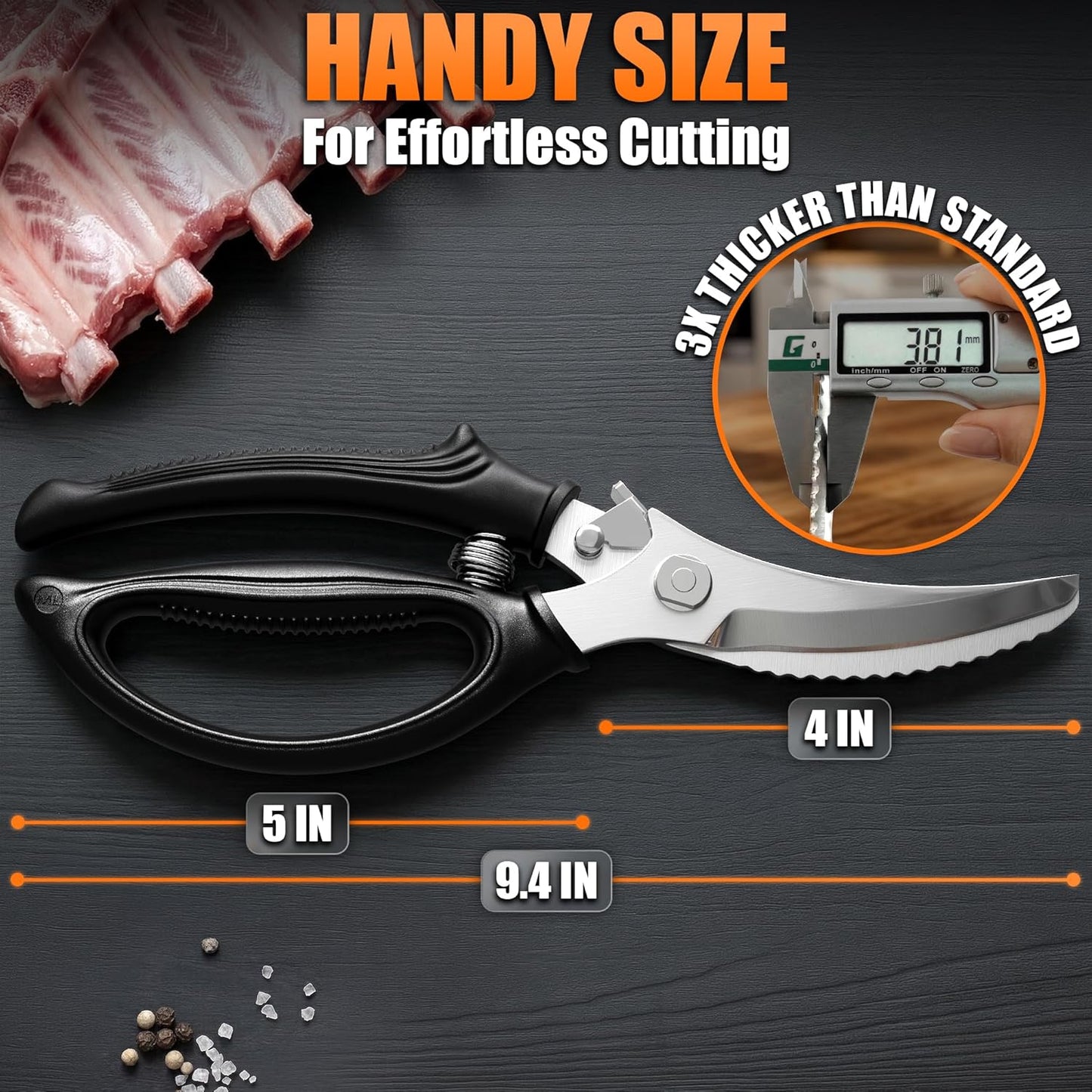 2 in 1 Kitchen Scissors for Food – Stainless Steel Blade & Plastic Cutting Board Scissors with Safety Lock | 9.5" Tomato Knife, Fruit & Vegetable Cutter – Easy-to-Use Kitchen Shears for Meat, Cheese