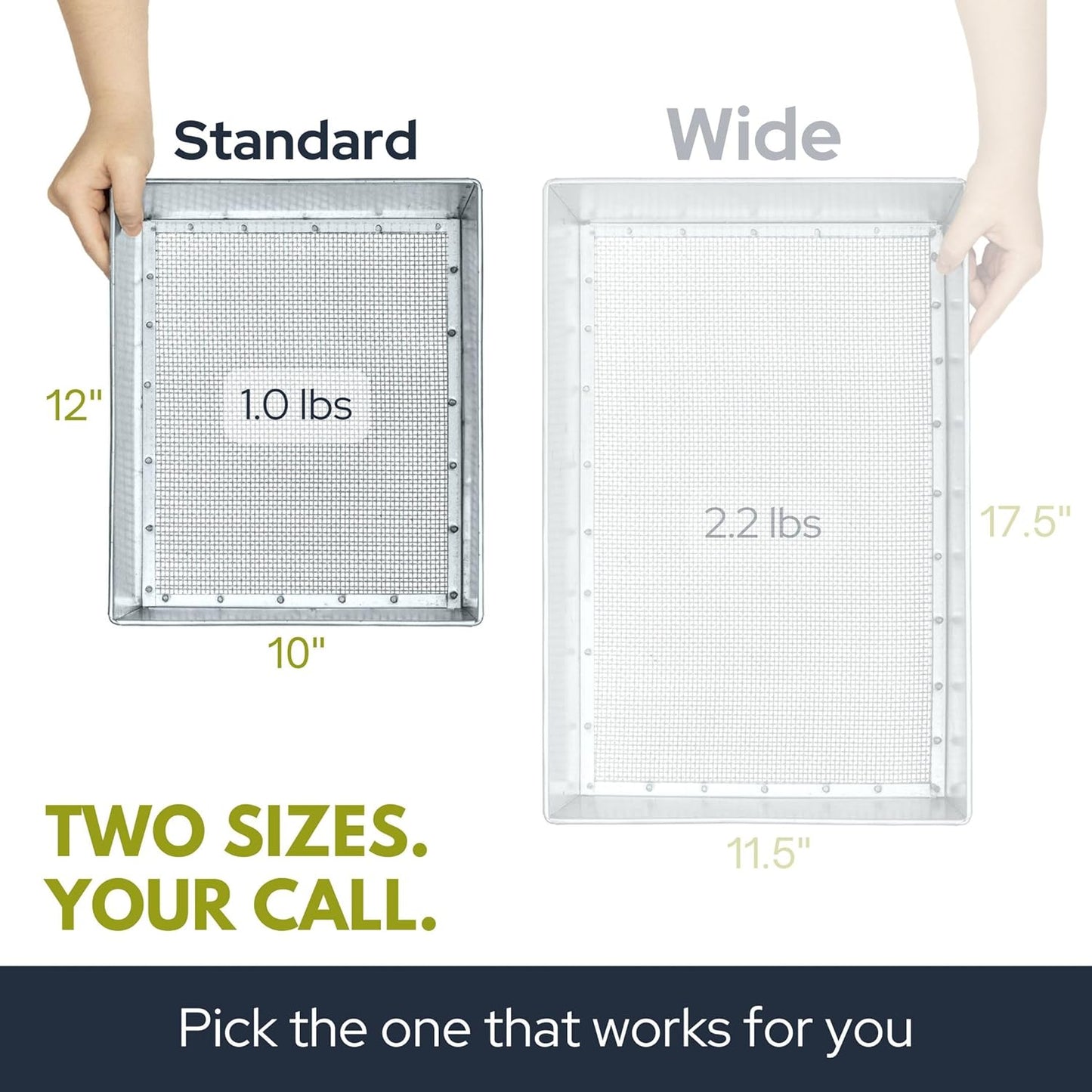 Soil Sifter, Standard Size (12 x 10 inches) with 1/8-inch Mesh, Garden Sieve for Dirt, Sand, Rocks, and Compost
