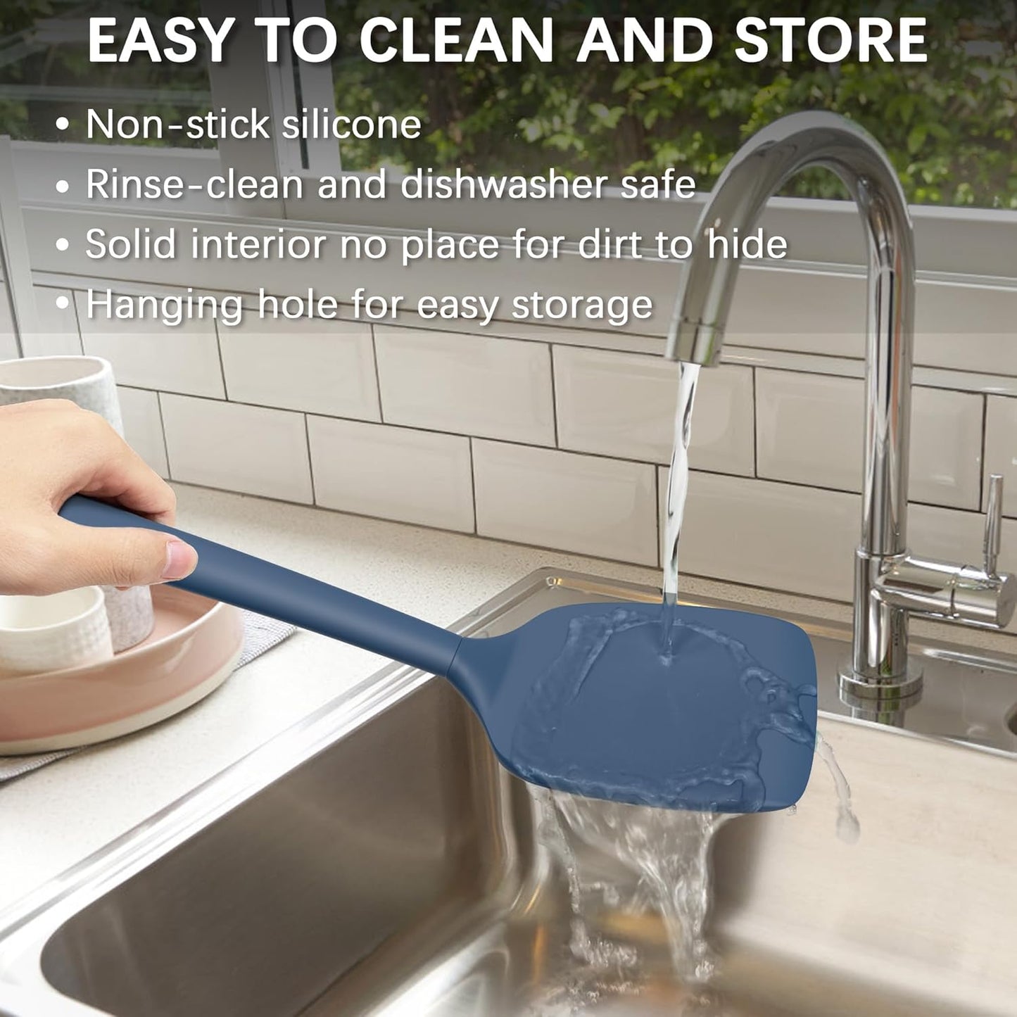 Coukre 2 Pack Silicone Spatula Set, High Heat Resistant, BPA Free Kitchen Spatula, Solid & Slotted Turner for Non-Stick Pans, Sautéing, and Flipping (2, PureBlack)