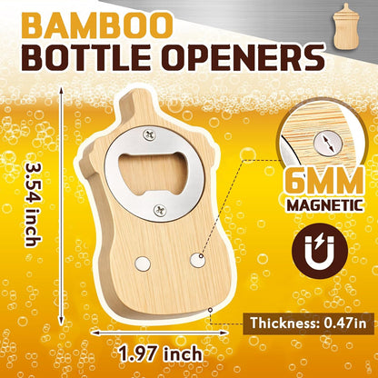 Vesici 100 Pcs Magnetic Bottle Opener 2.5in DIY Bamboo Round Shape Beer Openers Wooden Fridge Magnet Refrigerator Sticker Gift for Beer Lover Wedding Guest Kitchens Bars Parties