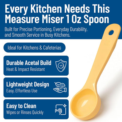 Carlisle FoodService Products 492104 Measure Miser Solid Measuring Spoon with Short Handle, 1 Ounce, Yellow