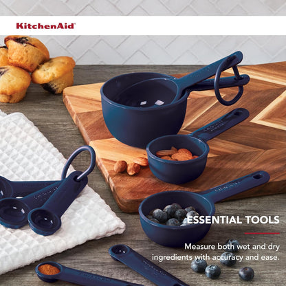 KitchenAid Universal Easy To Read Measuring Cup and Spoon Set with Soft Grip Handle for Maximum Control, Hang Hole and Nesting For Easy Storage, Dishwasher Safe, 9 Piece, Pistachio