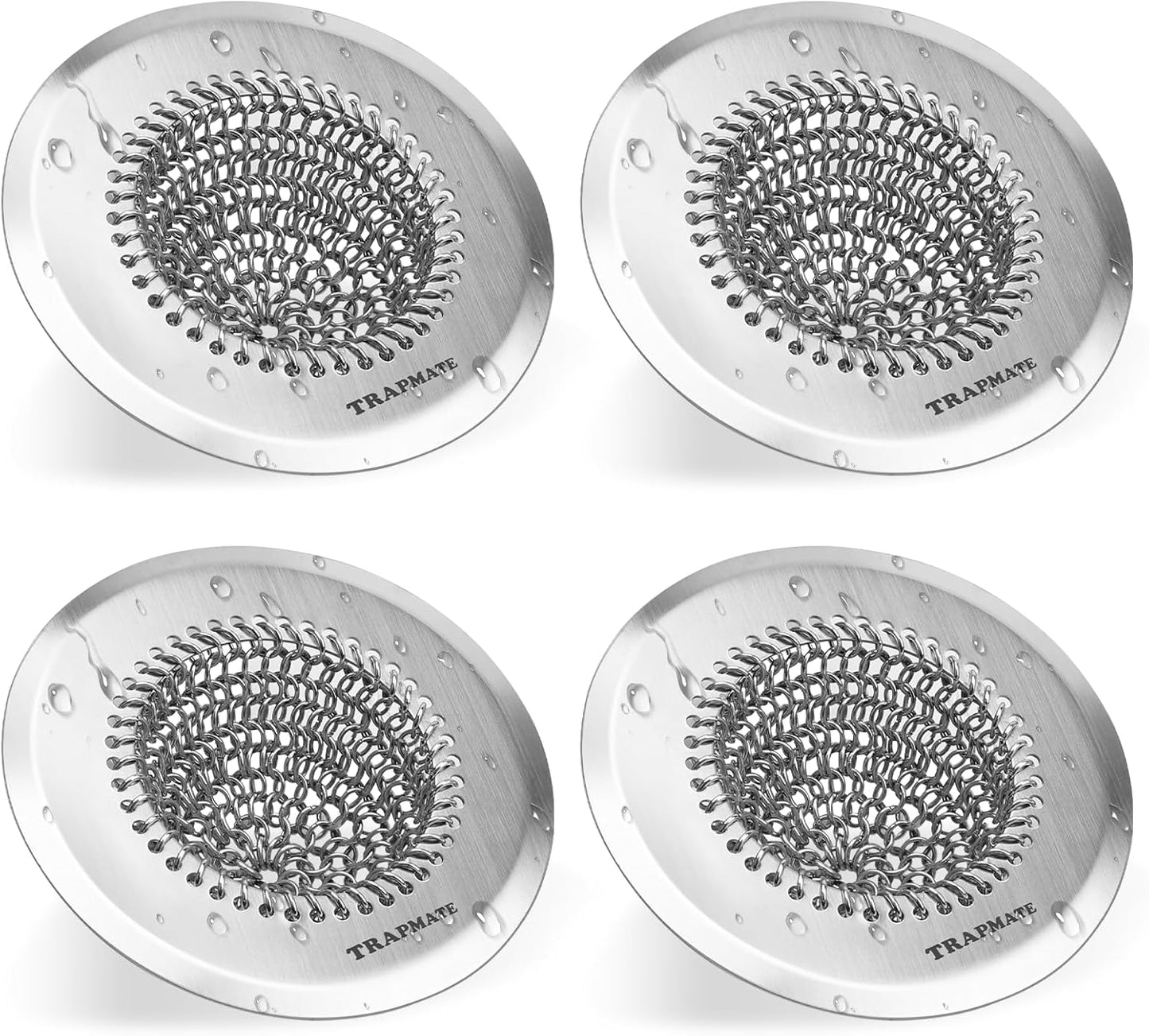 TRAPMATE Kitchen Sink Drain Strainer, Reversible Chain Mesh Sink Strainer, 304 Stainless Steel Anti-Clogging & Easy Clean Sink Strainer Basket, Fits US Standard Kitchen Sink Drains, Dishwasher Safe