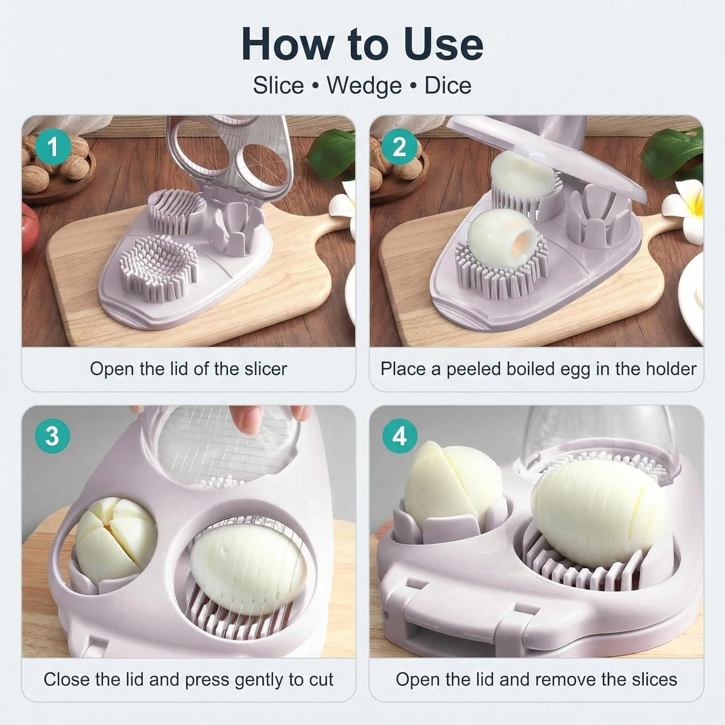3-in-1 Heavy Duty Egg Slicer, Stainless Steel Blades with Multiple Cutting Modes for Hard Boiled Eggs, Mushrooms, Strawberry, Multifunctional Kitchen Tool, Send Goods from Local Warehouse