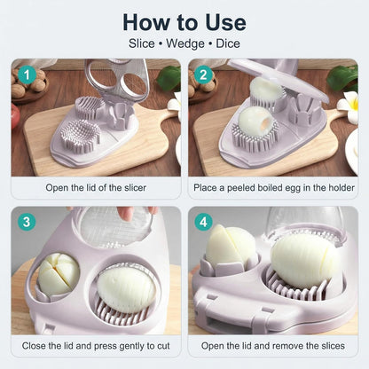 3-in-1 Heavy Duty Egg Slicer, Stainless Steel Blades with Multiple Cutting Modes for Hard Boiled Eggs, Mushrooms, Strawberry, Multifunctional Kitchen Tool, Send Goods from Local Warehouse