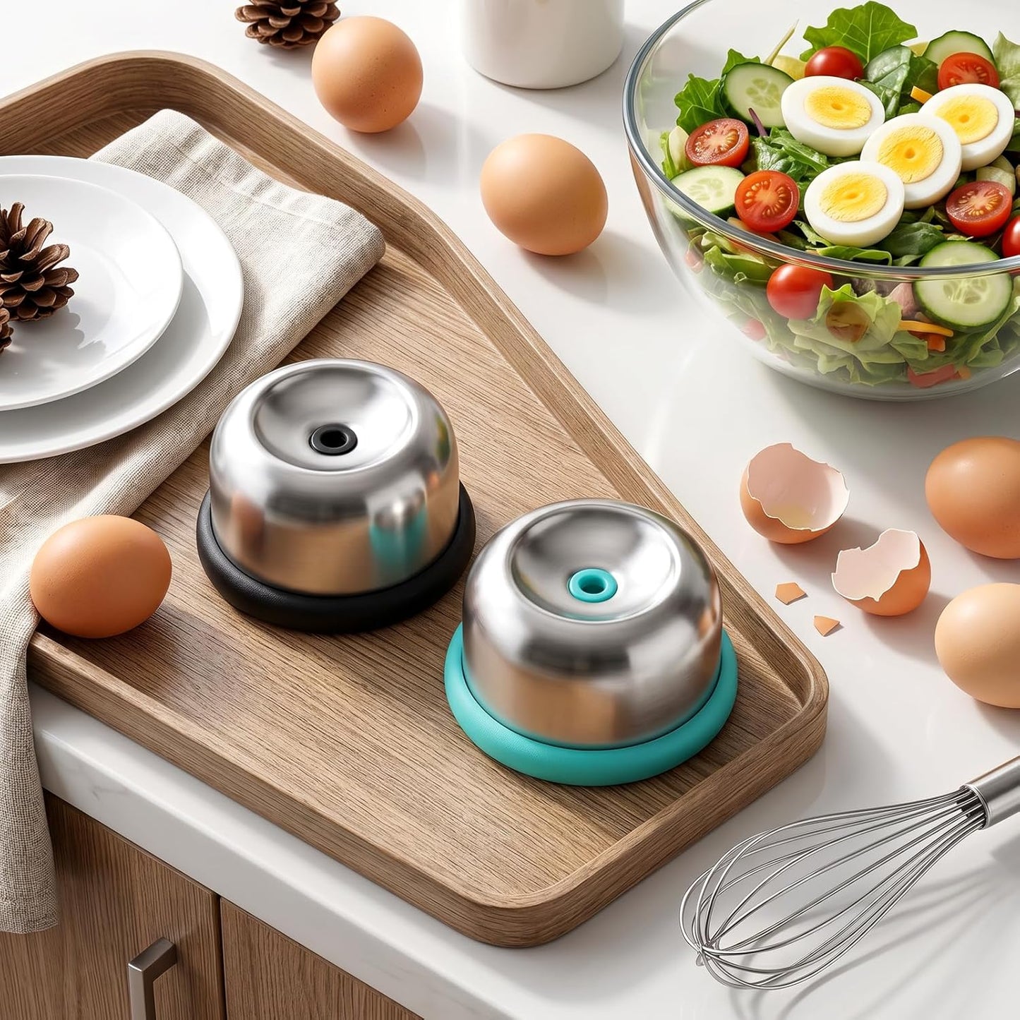 2PCS Stainless Steel Egg Piercer for Raw Eggs, Egg Poker Eggs Piercer with Sturdy Anti-Slip Base Eggshell Peeler Tool to Get Good Hard Boiled Eggs Anti-rust Easy Egg Peeler Kitchen Gadget