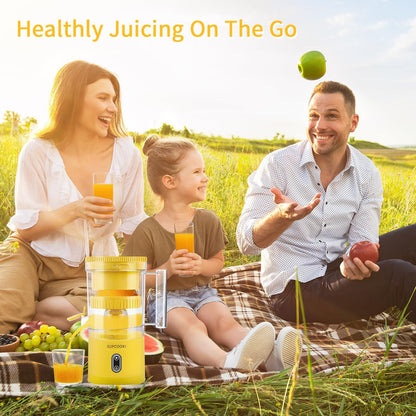 Electric Citrus Juicer, Rechargeable Juicer Machine with USB Cable and Cleaning Brush, Touch Button, Automatic Orange Lime Lemon Grapefruit Squeezer, Easy to Clean Portable Juicer, White