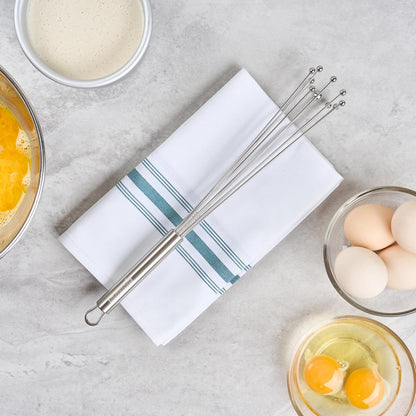 Restaurantware 10.5 in Stainless Steel Ball Whisk - German Standard Egg Beater with Ergonomic Handle, Dishwasher Safe - Manual Mixer Cooking Whisk for Baking, Stirring, Sauces, Beating