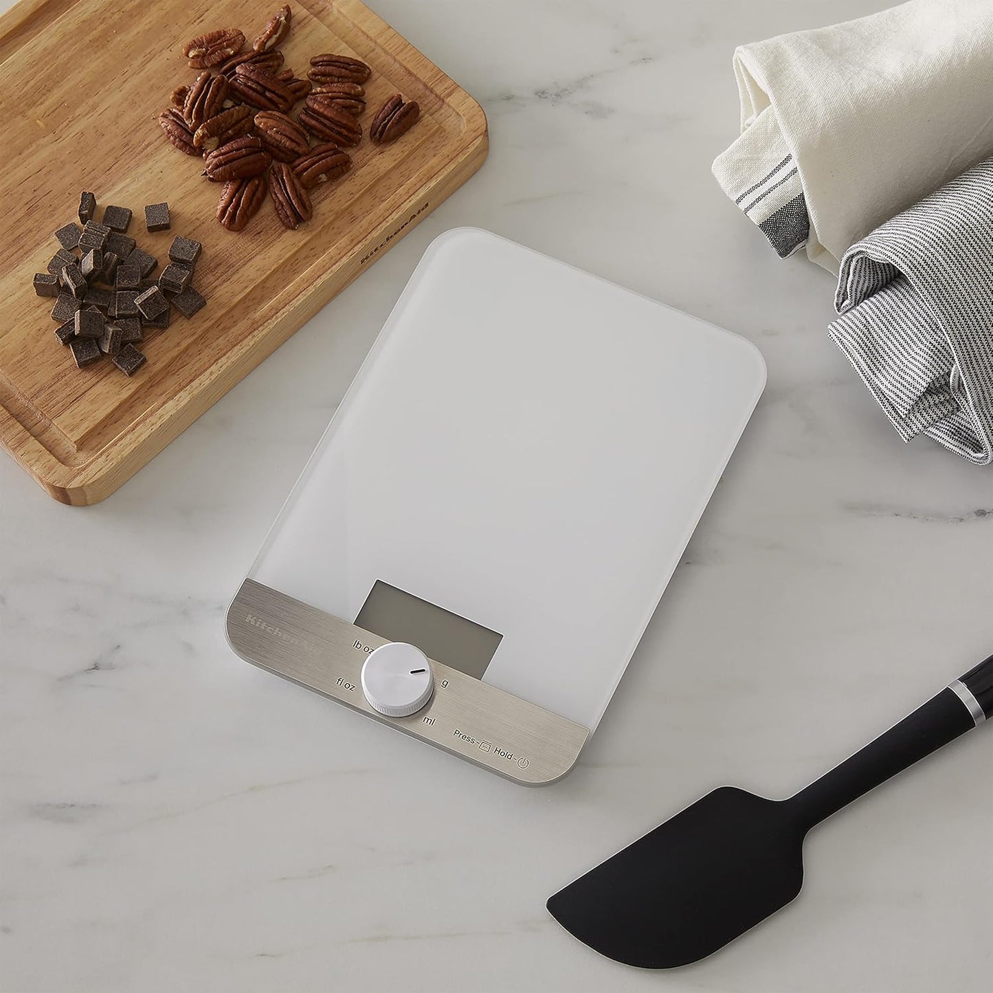 KitchenAid KQ908 Glass Surface 11 Pound Capacity Digital Kitchen and Food Scale, Scale for Food Ounces and Grams, Dry and Liquid Ingredients, Black