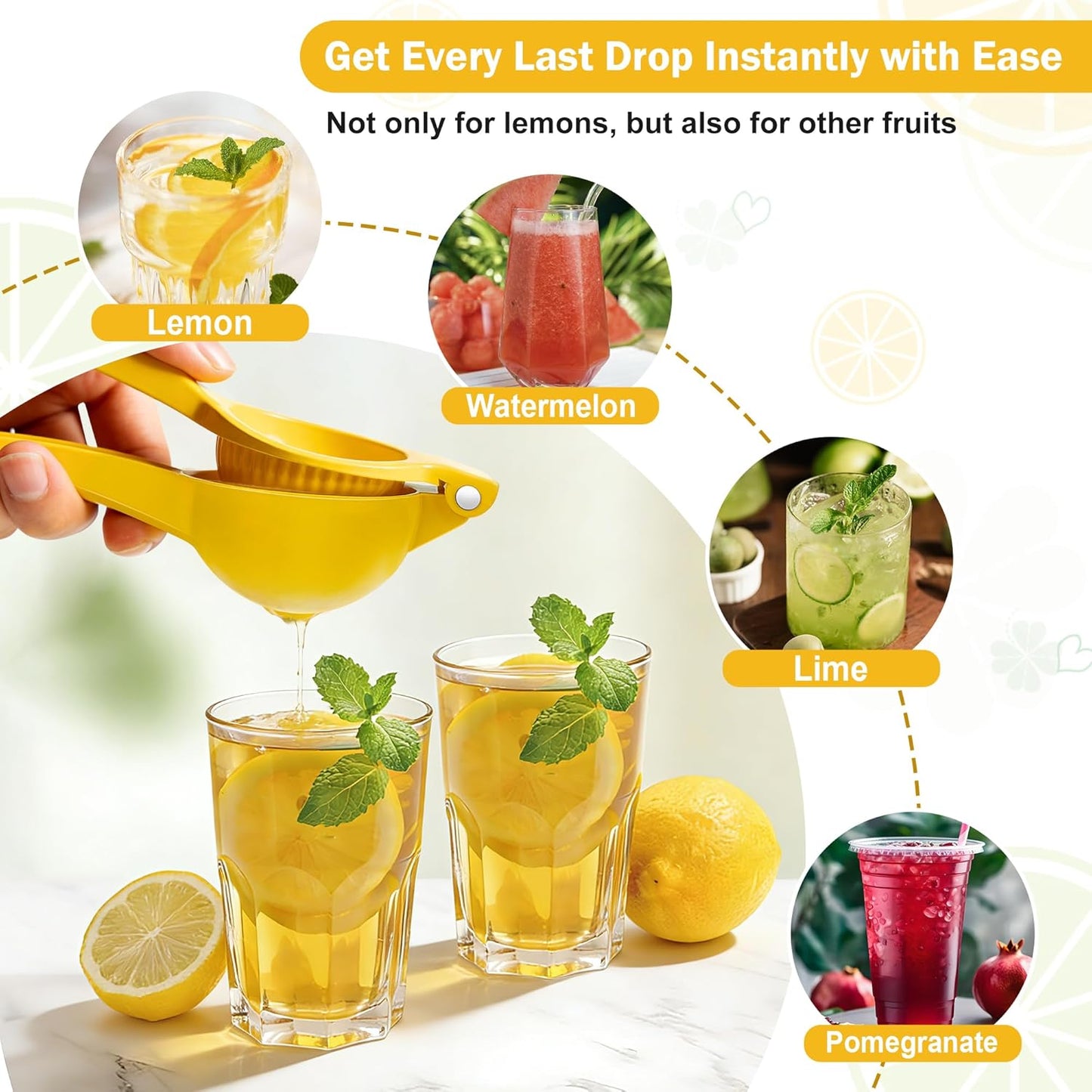 YC Kitchen Lemon Squeezer,Lemon Juicer - Metal Manual Hand Juicer Tool, Kitchen Tools for citrus juicer, Dishwasher Safe