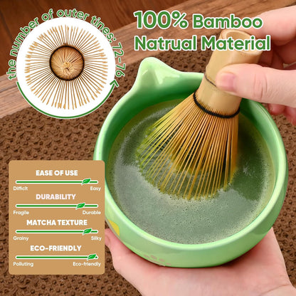 Matcha Whisk Set, 5Pcs Ceramic Matcha Set Includes Matcha Bowl, Matcha Whisk and Holder, Bamboo Scoop and Sifter, Ideal Matcha Bowl Set for Authentic Matcha Tea Experience