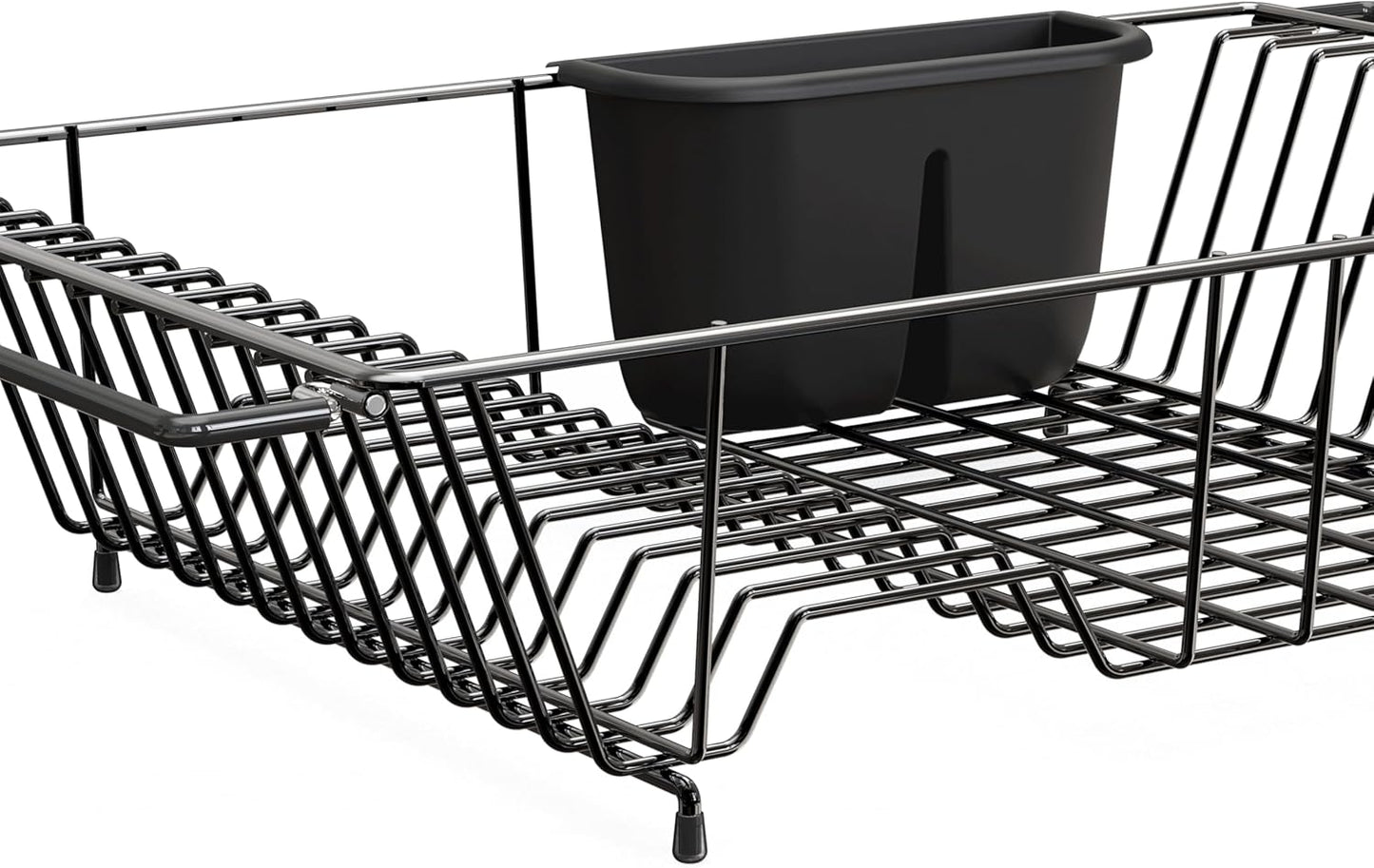 Simple Houseware Over Sink Counter Top Stainless Steel Dish Drainer Drying Rack, Chrome
