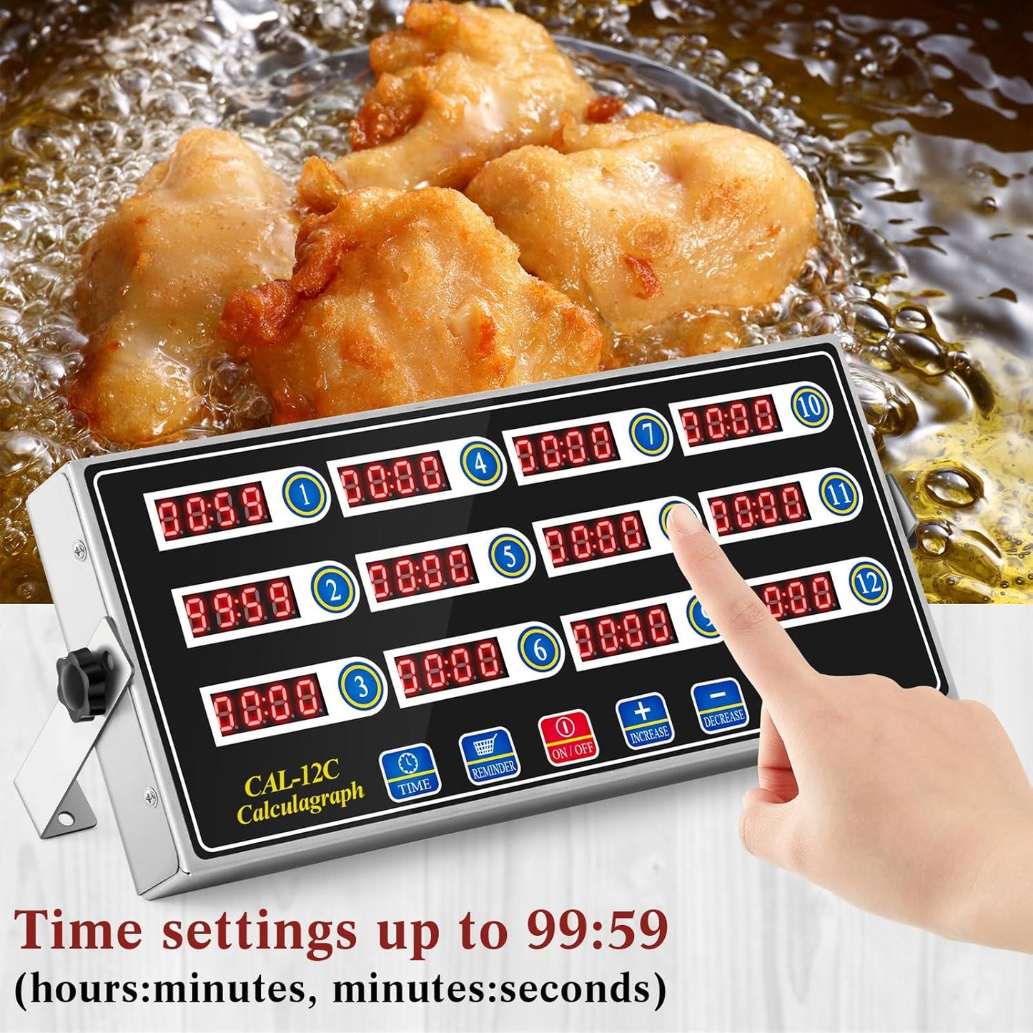 Relaxweex 1 Pack Commercial 8 Channel Digital Kitchen Timer, Multi-Countdown Timer with Loud Alarm & Large LCD Display, Wall Mount or Countertop for Restaurant, Fry Station, Baking & Lab Use