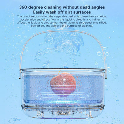 360 Degree Ultrasonic Fruit and Vegetable Washing Machine Cleaner for Home Kitchen - Food Purifier Device Removes Pesticides from Produce and Meats