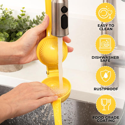 Zulay Kitchen Metal Lemon Squeezer - Handheld Lemon Juicer Squeezer - Easy to Use Citrus Juicer - Manual Press for Extracting the Most Juice Possible - Extracts Every Last Drop