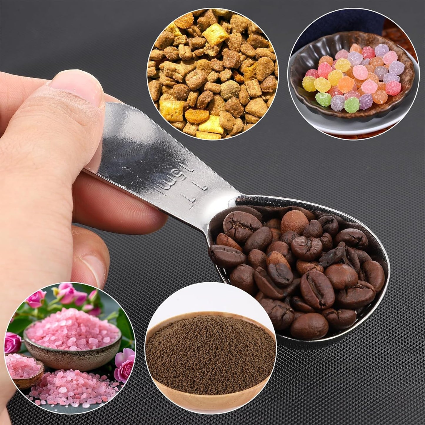 2 Pcs 1 Tablespoon Scoop Coffee Scoop 15ml Stainless Steel Metal Measuring Spoon Tablespoon Sugar Scoops Heavy Duty Short Handle Measuring Spoons for Canisters Coffee Beans Tea Sugar Flavourings