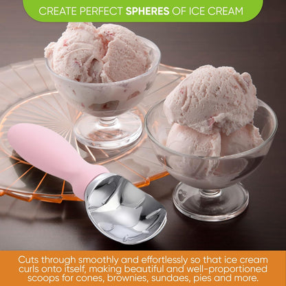 Spring Chef Heavy Duty Ice Cream Scoop with Comfortable Handle - Professional Ice Cream Scooper for Gelato, Sorbet, Cookie Dough, Melon, Frozen Yogurt - Dishwasher Safe Metal Kitchen Tool - Black