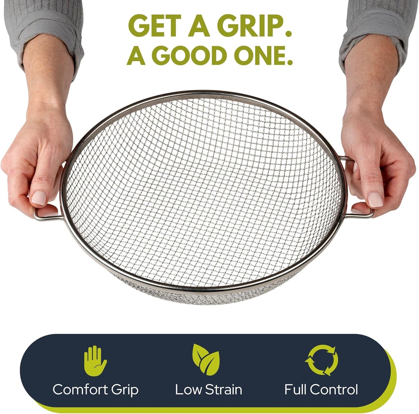 Round Soil Sifter for 5-Gallon Bucket (1/4-inch Mesh), Stainless Steel Garden Sieve with Handles