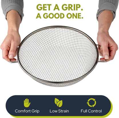 Round Soil Sifter for 5-Gallon Bucket (1/4-inch Mesh), Stainless Steel Garden Sieve with Handles